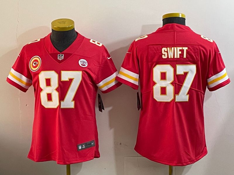 Youth Kansas City Chiefs #87 Swift Red 2024 Nike Vapor Limited NFL Jersey style 1